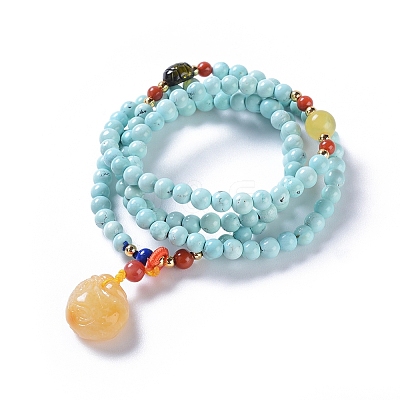 Synthetic Turquoise Beaded Necklaces NJEW-G332-02G-1