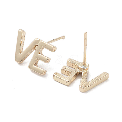 Word VE Alloy Studs Earrings for Women EJEW-H309-14KCG-1