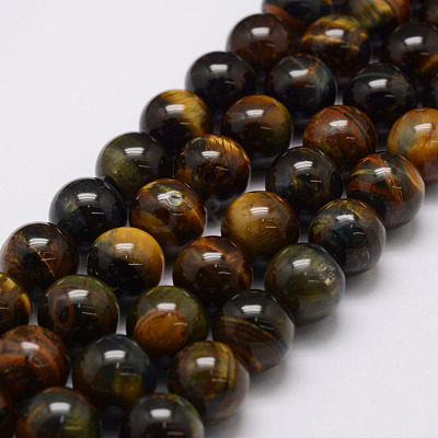 Natural Yellow Blue Tiger Eye(Dyed & Heated) Bead Strands G-P230-07-8mm-1