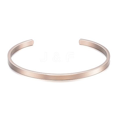 Ion Plating(IP) 304 Stainless Steel Cuff Bangles BJEW-K173-02RG-1
