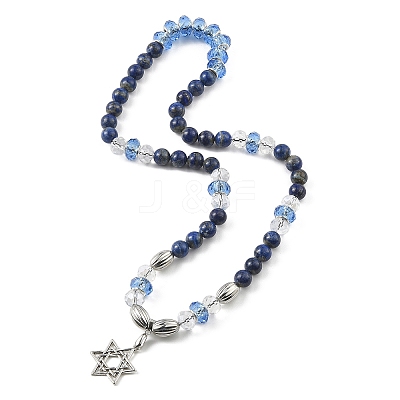 Alloy Star of David Pendant Necklace NJEW-JN04402-1