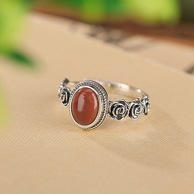 Oval Natural Red Agate Finger Rings WG8AEAC-02-1