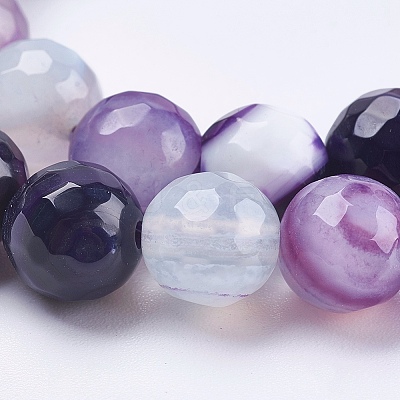 Natural Striped Agate/Banded Agate Beads Strands G-P364-02-8mm-1