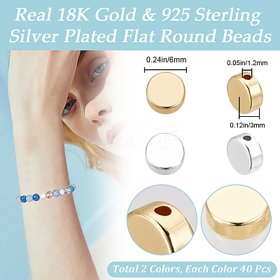 80Pcs 2 Colors Rack Plating Brass Beads KK-BBC0027-38-1