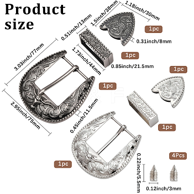 2 Sets 2 Colors Belt Zinc Alloy Buckle Sets FIND-CY0001-30-1
