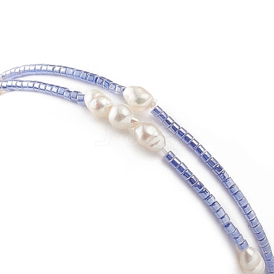 2Pcs 2 Style Natural Pearl & Glass Seed Beaded Stretch Bracelets Set BJEW-JB09032-1