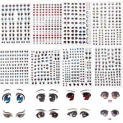 8 Sheets 8 Styles Eye Pattern Ceramics Clay Water Transfer Paper STIC-CP0001-16-1