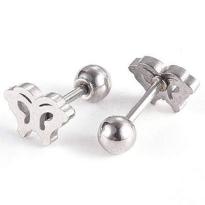 Tarnish Resistant 201 Stainless Steel Barbell Cartilage Earrings EJEW-R147-16-1