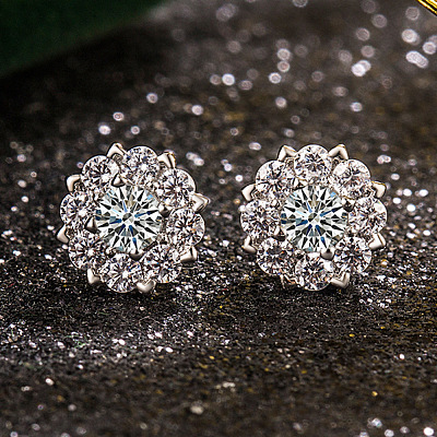 Brass Micro Pave Clear Cubic Zirconia Pendant Necklaces & Stud Earrings FS-WGDAB53-03-1
