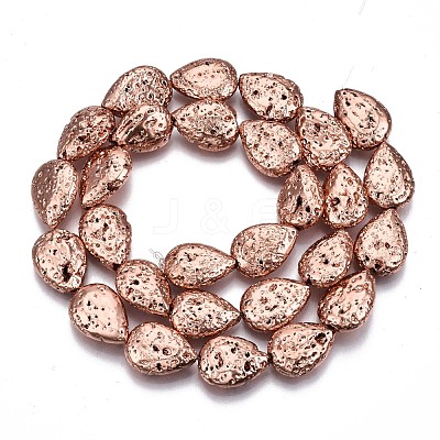 Electroplated Natural Lava Rock Bead Strands G-T131-87RG-1