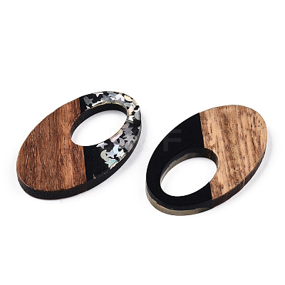 Opaque Resin & Walnut Wood Pendants RESI-N039-62C-1