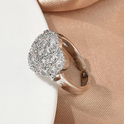 Brass Micro Pave Cubic Zirconia Cuff Open Rings RJEW-C163-03A-P-1