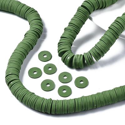 Flat Round Handmade Polymer Clay Beads CLAY-R067-12mm-43-1
