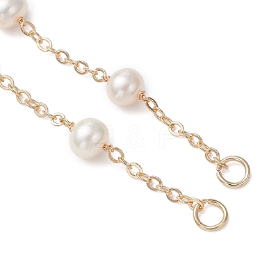 Natural Cultured Freshwater Pearl Beads & Brass Cable Chain Bracelet Making AJEW-JB01450-1