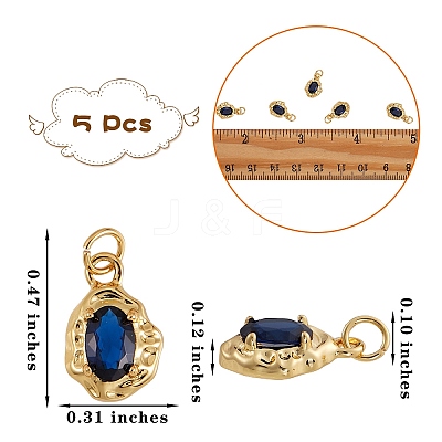 5Pcs Brass Micro Pave Cubic Zirconia Charms ZIRC-SZ0002-15B-1