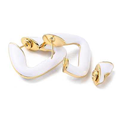 Enamel Trapezoid Hoop Earrring EJEW-B024-01B-1
