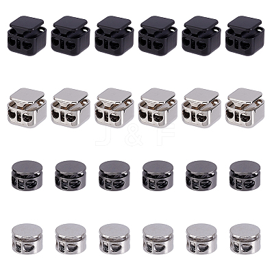 24Pcs 4 Styles Alloy Spring Cord Locks FIND-NB0006-33-1