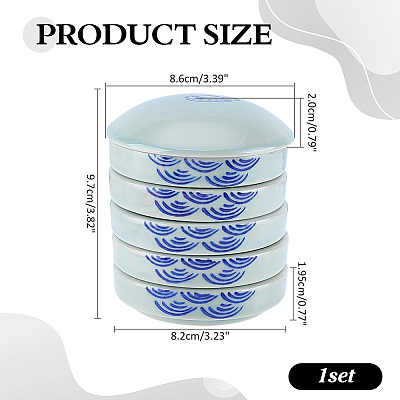 Fish Pattern Ceramic Watercolor Palette with Lid AJEW-WH0817-036-1