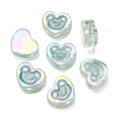 UV Plating Rainbow Iridescent Acrylic Beads OACR-G012-11B-1