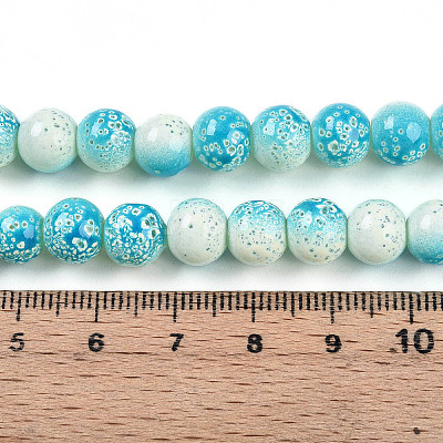 Transparent Baking Paint Glass Beads Strands X-DGLA-N009-8mm-05-1
