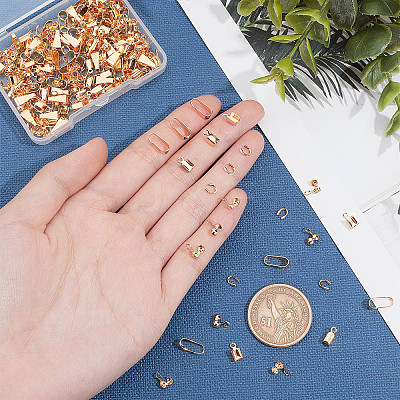 240Pcs 4 Style  Brass Folding Crimp Ends KK-PH0003-63-1
