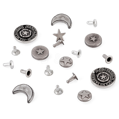 50Pcs 5 Styles Alloy River Studs FIND-TA0009-59-1