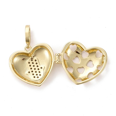 Brass Micro Pave Clear Cubic Zirconia Diffuser Locket Pendants ZIRC-E165-17G-1