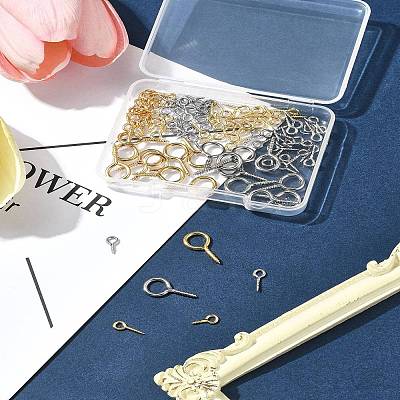 100Pcs 6 Styles 304 Stainless Steel Screw Eye Pin Peg Bails FIND-FS0002-85-1