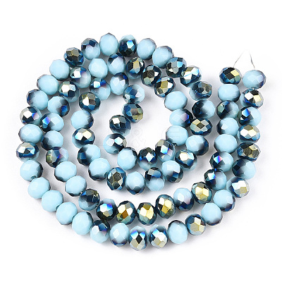 Electroplate Opaque Glass Beads Strands EGLA-A034-P6mm-S16-1