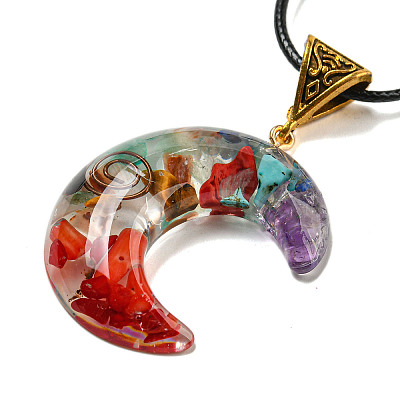 Resin Pendant Necklaces NJEW-L120-01-1