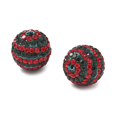 Stripe Pattern Polymer Clay Rhinestone Beads CLAY-NH0001-01-1