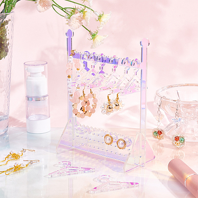Transparent Acrylic Earring Display Stands EDIS-HY0001-01-1