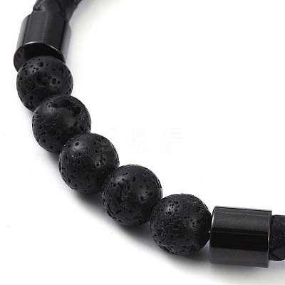 Round Natural Lava Rock Bead Bracelets BJEW-A009-08EB-03-1