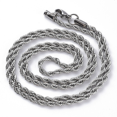 Non-Tarnish 304 Stainless Steel Rope Chain Necklaces for Men Women NJEW-T012-03-66-S-01-1