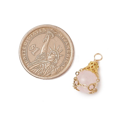 Natural Rose Quartz Pendants PALLOY-JF03396-01-1