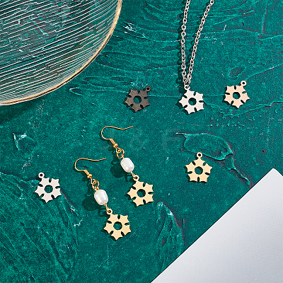 16Pcs 4 Colors 201 Stainless Steel Pendants STAS-UN0030-78-1