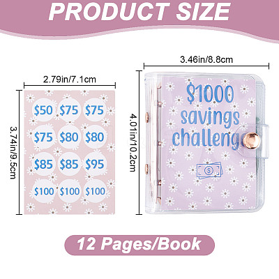 3-Ring 4 Inch PVC Mini Binder Savings Challenge DIY-WH0430-204B-1
