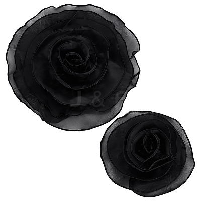2Pcs 2 Styles Organza Flower Brooches JEWB-FG0001-58A-1