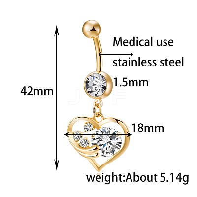 Brass Cubic Zirconia Navel Ring AJEW-EE0004-18-1