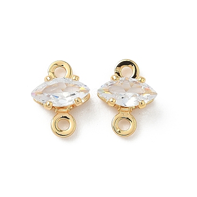 Brass Pave Clear Cubic Zirconia Connector Charms KK-Z136-54B-G-1