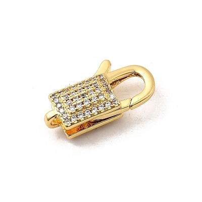 Brass Micro Pave Clear Cubic Zirconia Lobster Claw Clasps KK-A266-24A-G-1