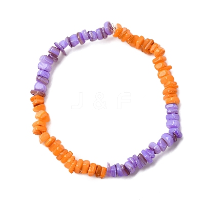 Dyed Natural Freshwater Shell Beads Stretch Bracelets for Men Women BJEW-JB12477-04-1