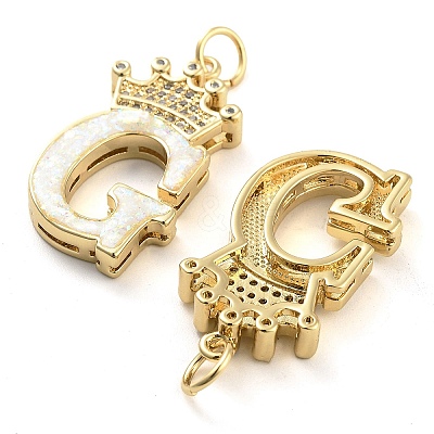 Brass Micro Pave Clear Cubic Zirconia Pendants KK-G498-01G-02-1