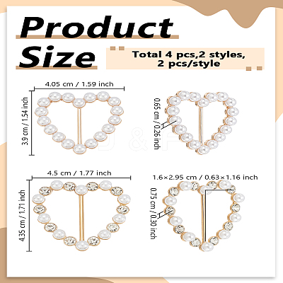 4Pcs 4 Style Alloy Rhinestone Buckle Clasps FIND-LP0008-20-1