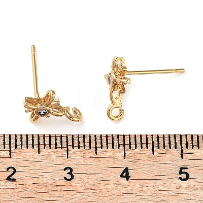 Brass Micro Pave Cubic Zirconia Studs Finding KK-K364-06G-1