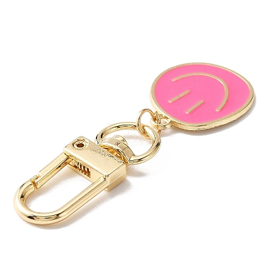 Smiling Face Enamel Pendant Decorations LS-KEYC-WH0036-08LG-02-1