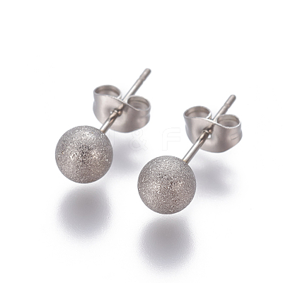Tarnish Resistant 304 Stainless Steel Ear Studs EJEW-G253-6mm-P-1