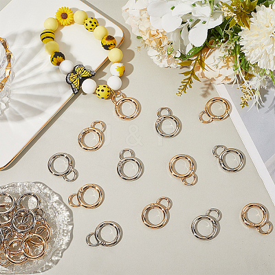 24Pcs 2 Colors Alloy Spring Gate Rings FIND-SC0016-60-1