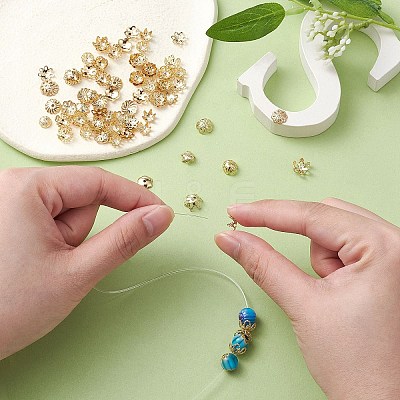 100Pcs 10 Styles Alloy Bead Caps PALLOY-CJ0002-77-1
