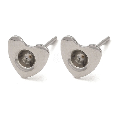 Non-Tarnish Heart 201 Stainless Steel Stud Earring Findings STAS-Q315-01P-1